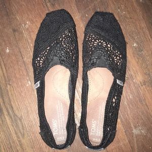Black crochet toms
